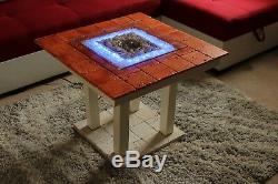 Solid Coffee Table FirePit LED Table Bio-Ethanol Fireplace Burner Patio Heater