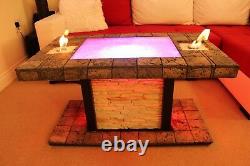 Solid Coffee Table Fire Pit LED Table BioEthanol Fireplace Burner Shisha Hookah