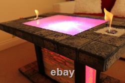 Solid Coffee Table Fire Pit LED Table BioEthanol Fireplace Burner Shisha Hookah