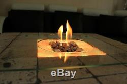 Solid Coffee Table Fire Pit LED Table Bio-Ethanol Fireplace Burner Patio Heater