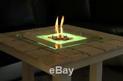 Solid Coffee Table Fire Pit LED Table Bio-Ethanol Fireplace Burner Patio Heater