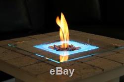 Solid Coffee Table Fire Pit LED Table Bio-Ethanol Fireplace Burner Patio Heater