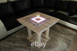 Solid Coffee Table Fire Pit LED Table Bio-Ethanol Fireplace Burner Patio Heater