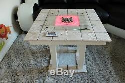 Solid Coffee Table Fire Pit LED Table Bio-Ethanol Fireplace Burner Patio Heater