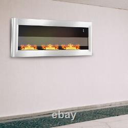 Stainless Steel Bio Ethanol Fireplace 3 Burner Biofire Fire Wall/Inset 120x40cm