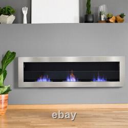 Stainless Steel Bio Ethanol Fireplace Biofire Fire Burner Wall/Inset Large 140cm