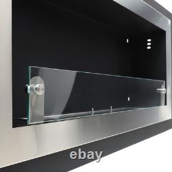 Stainless Steel Bio Ethanol Fireplace Living Room Heater Recessed/ Wall Mounted