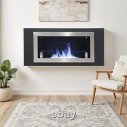 Stainless Steel Bio Ethanol Fireplace Recessed/ Wall Mounted Living Room Heater
