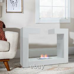 Stainless Steel Bio Ethanol Fireplace Standing Surround Suite Fire Flame Heater