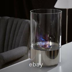 Stainless Steel Tabletop Bio Ethanol Fireplace with Cylindrical Glass Top Burner
