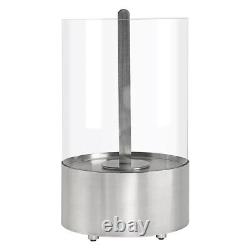 Stainless Steel Tabletop Bio Ethanol Fireplace with Cylindrical Glass Top Burner