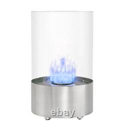 Stainless Steel Tabletop Bio Ethanol Fireplace with Cylindrical Glass Top Burner