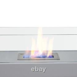 Standing Bio Ethanol Fireplace Steel Glass Bioethanol Fire Burner Heater White