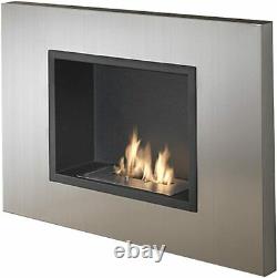 Stones Winter J Indoor Modern Bioethanol Wall Mounted Fireplace Steel Silver