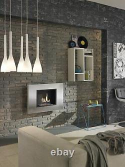 Stones Winter J Indoor Modern Bioethanol Wall Mounted Fireplace Steel Silver