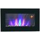 Stylish 1000w Wall-mounted Electric Fireplace With Remote & Timer Black