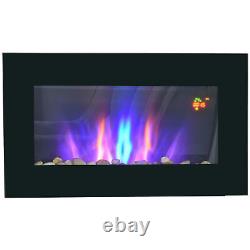 Stylish 1000W Wall-Mounted Electric Fireplace with Remote & Timer Black