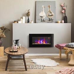 Stylish 1000W Wall-Mounted Electric Fireplace with Remote & Timer Black