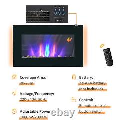 Stylish 1000W Wall-Mounted Electric Fireplace with Remote & Timer Black