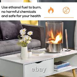 TableTop Bio Ethanol Fireplace Stainless Steel Glass Burner Outdoor Indoor Fire