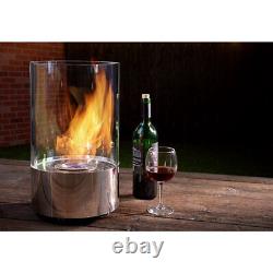 TableTop Bio Ethanol Fireplace Stainless Steel Glass Burner Outdoor Indoor Fire