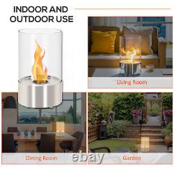 TableTop Bio Ethanol Fireplace Stainless Steel Glass Burner Outdoor Indoor Fire