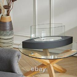 Table Top Bio-Ethanol Fireplace Glass Bioethanol Fire Burner Heater Black Base