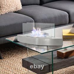 Table Top Bio ethanol Fireplace Indoor Outdoor Fire Stainless Steel Glass Burner
