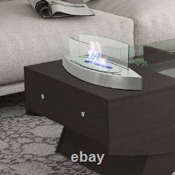 Table Top Bio ethanol Fireplace Indoor Outdoor Fire Stainless Steel Glass Burner