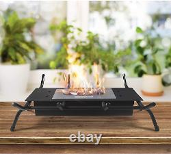 Tabletop Bio Ethanol Burner Fireplace in Black Wrought Iron Indoor Outdoor