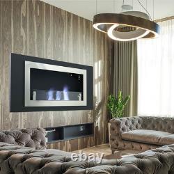 Tempered Glass Bio Ethanol Fire Steel Fireplace Burner Heater Wall Mounted/Inset