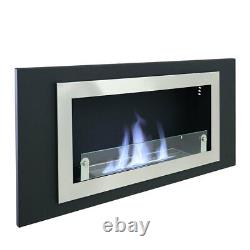 Tempered Glass Bio Ethanol Fire Steel Fireplace Wall Mounted/Inset Burner Heater
