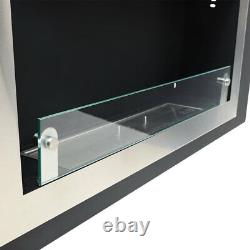 Tempered Glass Bio Ethanol Fire Steel Fireplace Wall Mounted/Inset Burner Heater