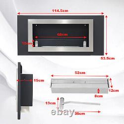 Tempered Glass Bio Ethanol Fire Steel Fireplace Wall Mounted/Inset Burner Heater