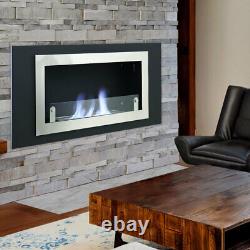 Tempered Glass Bio Ethanol Fire Steel Fireplace Wall Mounted/Inset Burner Heater