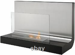The Crescent Wall Mounted Bio Ethanol Fire in Stainless Steel, 31 Inch