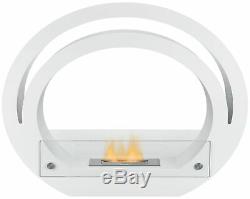 The Globe Modern Bio Ethanol Fireplace Suite Surround in Pure White 39 Inch