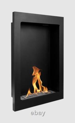 Vertical hanging bio-fireplace, black, structural, matt