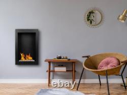 Vertical hanging bio-fireplace, black, structural, matt