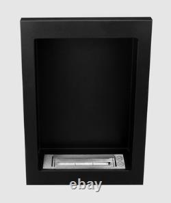 Vertical hanging bio-fireplace, black structured matt 61 cm x 39 cm