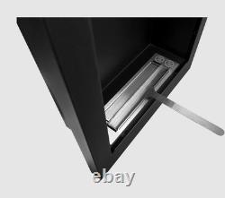 Vertical hanging bio-fireplace, black structured matt 61 cm x 39 cm