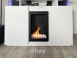 Vertical hanging bio-fireplace, black structured matt 61 cm x 39 cm