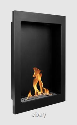 Vertical hanging bio-fireplace, black structured matt 61 cm x 39 cm