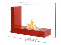 Vitrum L Red Ignis Ventless Freestanding Bio Ethanol Fireplace