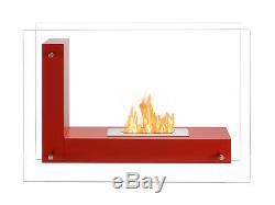 Vitrum L Red Ignis Ventless Freestanding Bio Ethanol Fireplace