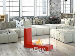 Vitrum L Red Ignis Ventless Freestanding Bio Ethanol Fireplace