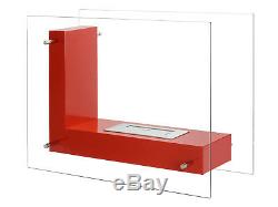 Vitrum L Red Ignis Ventless Freestanding Bio Ethanol Fireplace