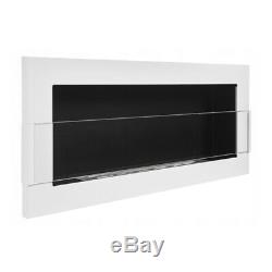 WHITE BIO ETHANOL FIREPLACE 900x400 DESIGN ECO TAMPERED GLASS + ACCESSORIES