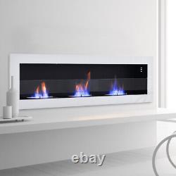 Wall Ethanol Fireplace Bioethanol Heater Fire Inset/Wall Mounted 1400x400 White