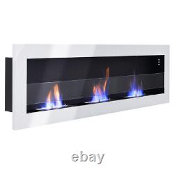 Wall Ethanol Fireplace Bioethanol Heater Fire Inset/Wall Mounted 1400x400 White